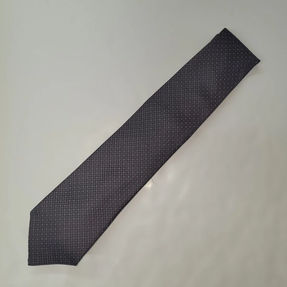 Hart Schaffner Marx Tie Silk Geometric Pattern Necktie Men's Gray Dot Office USA